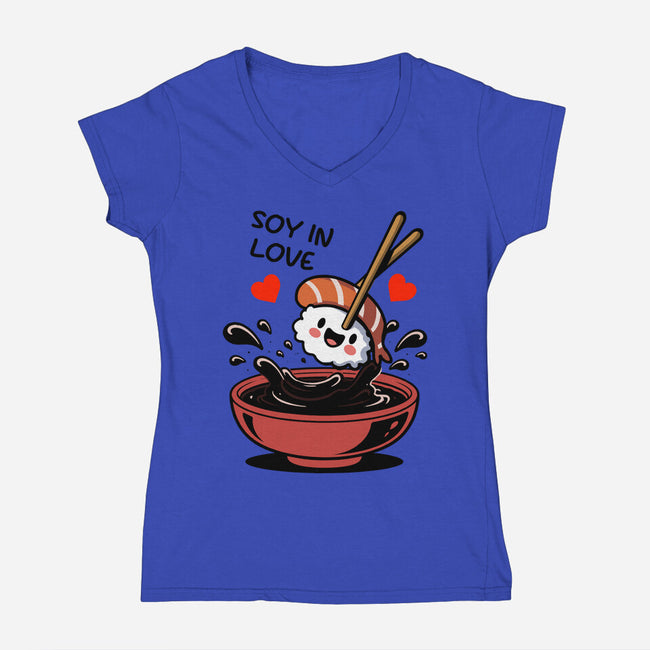 Soy In Love-Womens-V-Neck-Tee-fanfabio
