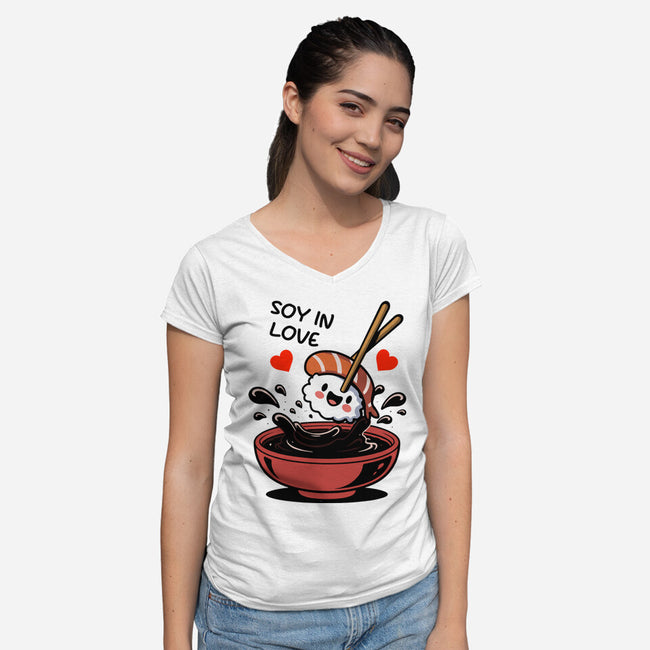 Soy In Love-Womens-V-Neck-Tee-fanfabio