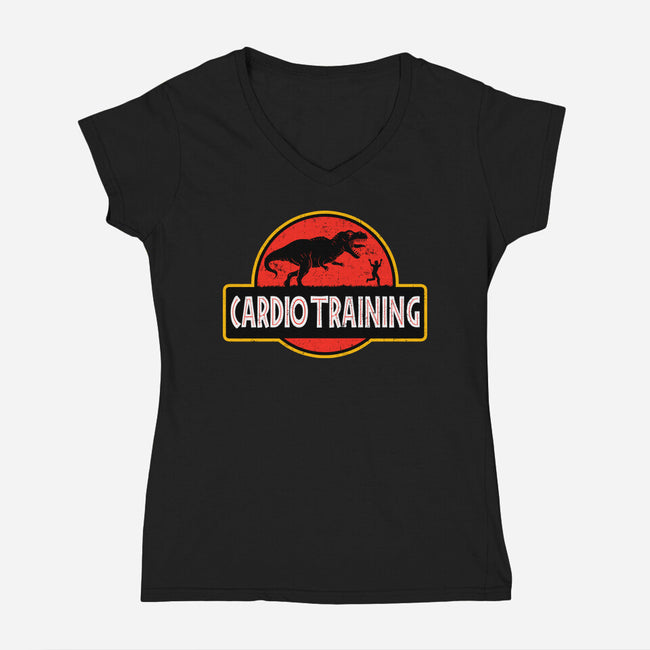 T-Rex Cardio Training-Womens-V-Neck-Tee-erion_designs