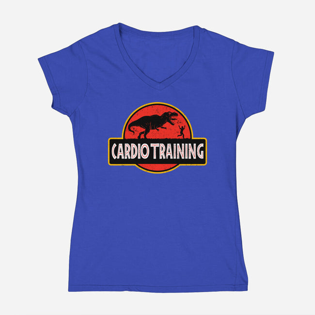 T-Rex Cardio Training-Womens-V-Neck-Tee-erion_designs