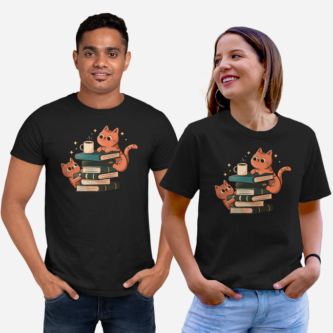 Cats And Books And Coffee-Unisex-Basic-Tee-tobefonseca