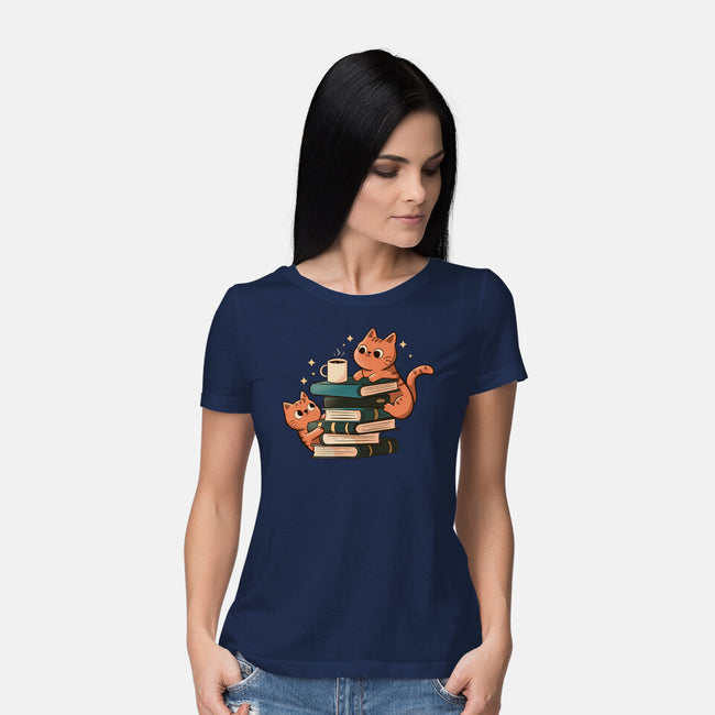 Cats And Books And Coffee-Womens-Basic-Tee-tobefonseca