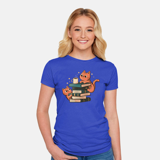 Cats And Books And Coffee-Womens-Fitted-Tee-tobefonseca