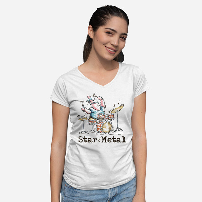 Star Metal-Womens-V-Neck-Tee-nickzzarto