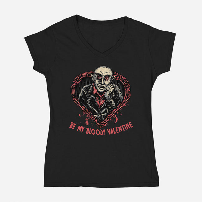 Be My Bloody Valentine-Womens-V-Neck-Tee-glitchygorilla