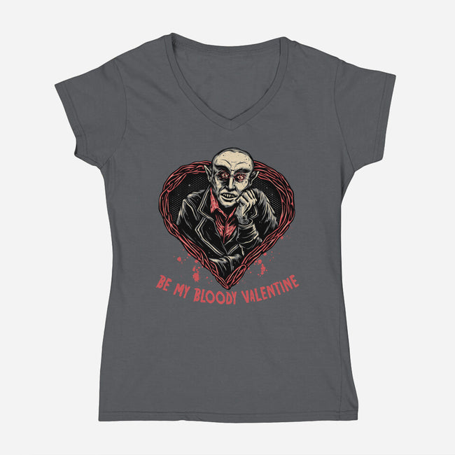 Be My Bloody Valentine-Womens-V-Neck-Tee-glitchygorilla