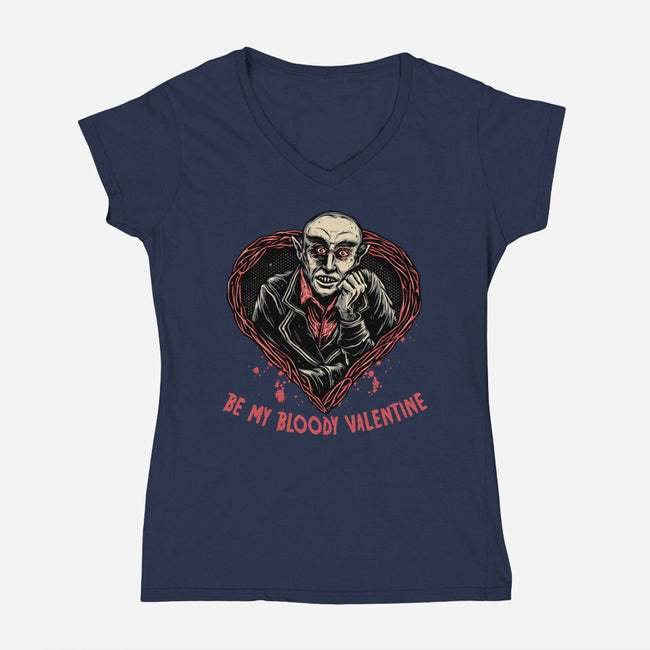 Be My Bloody Valentine-Womens-V-Neck-Tee-glitchygorilla