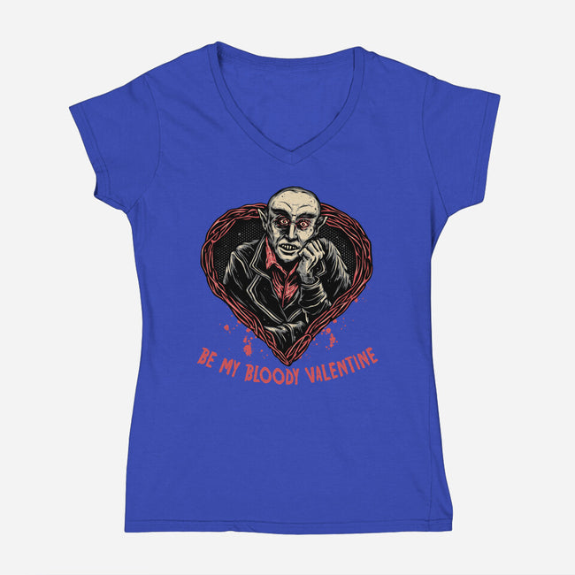 Be My Bloody Valentine-Womens-V-Neck-Tee-glitchygorilla