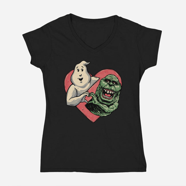 Ghoulish Love-Womens-V-Neck-Tee-glitchygorilla