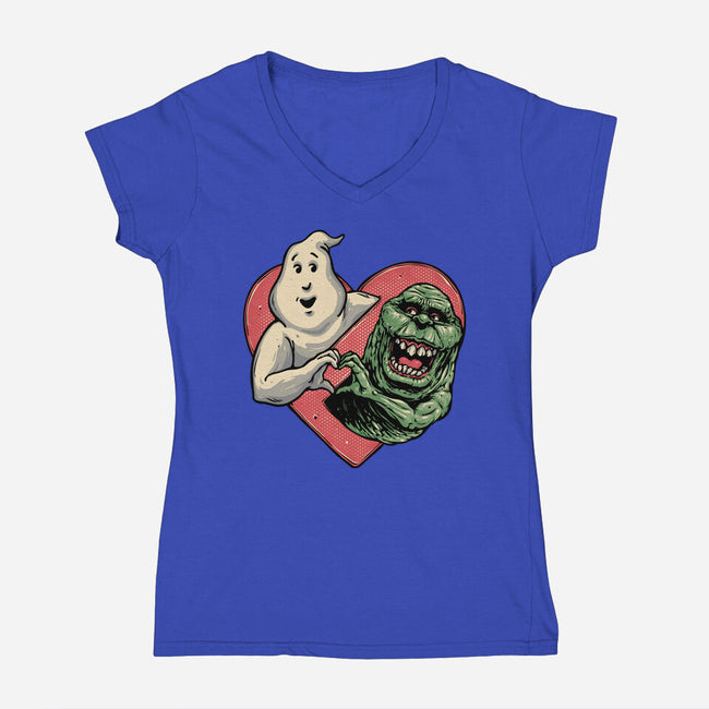 Ghoulish Love-Womens-V-Neck-Tee-glitchygorilla