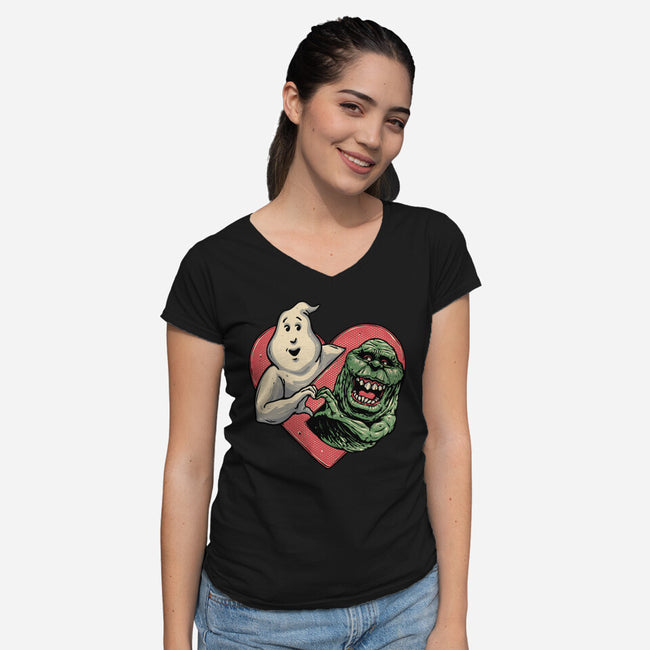 Ghoulish Love-Womens-V-Neck-Tee-glitchygorilla