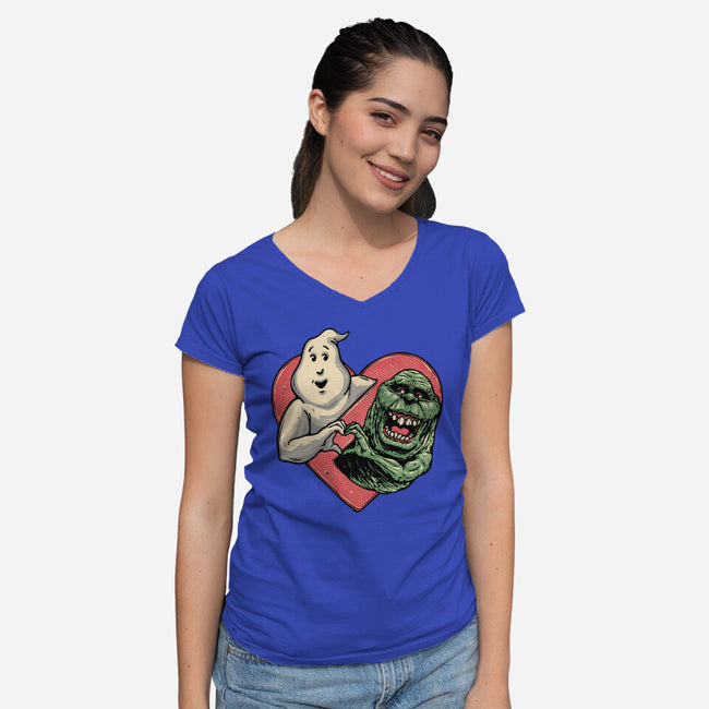 Ghoulish Love-Womens-V-Neck-Tee-glitchygorilla