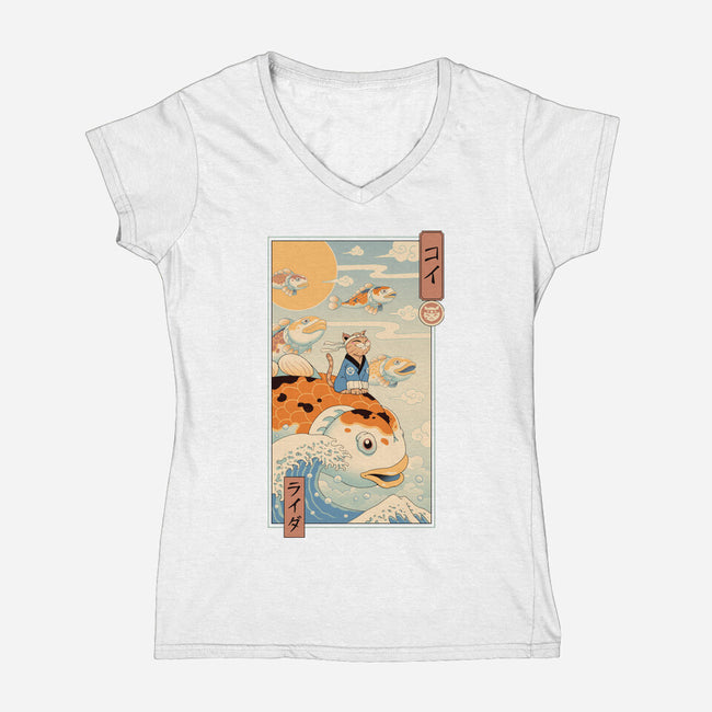 Flying Carp Rider-Womens-V-Neck-Tee-vp021