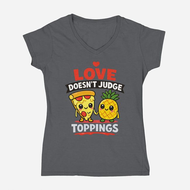Love Doesn't Judge-Womens-V-Neck-Tee-fanfabio