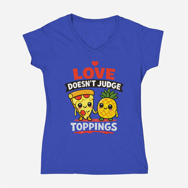 Love Doesn't Judge-Womens-V-Neck-Tee-fanfabio