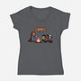Scary Lights-Womens-V-Neck-Tee-fanfabio