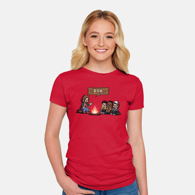 Scary Lights-Womens-Fitted-Tee-fanfabio