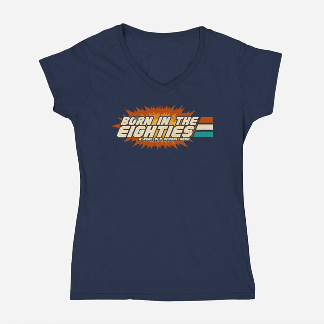 Old School Hero-Womens-V-Neck-Tee-Melonseta