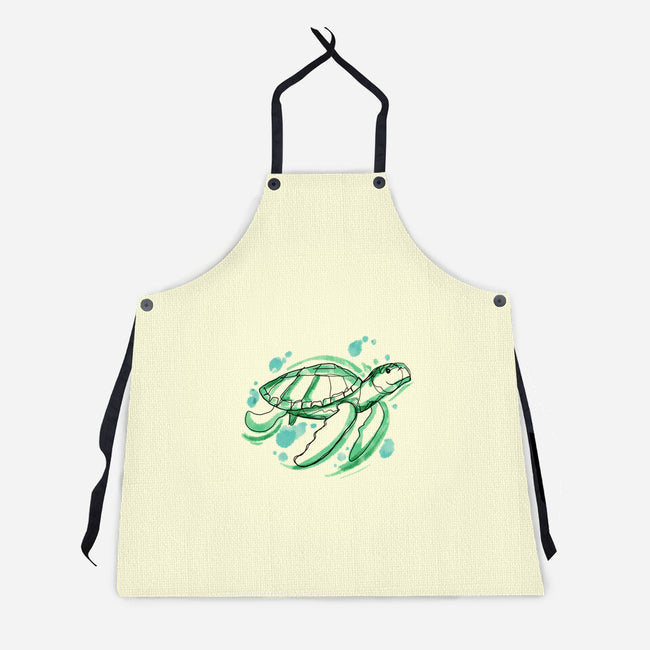 Turtle Watercolor-Unisex-Kitchen-Apron-ellr