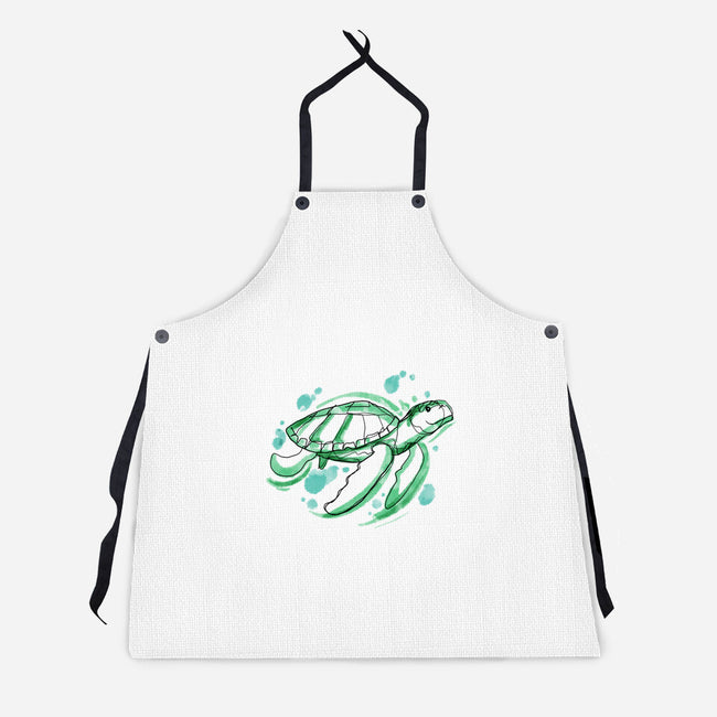 Turtle Watercolor-Unisex-Kitchen-Apron-ellr