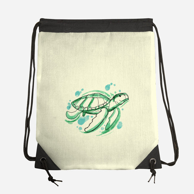 Turtle Watercolor-None-Drawstring-Bag-ellr