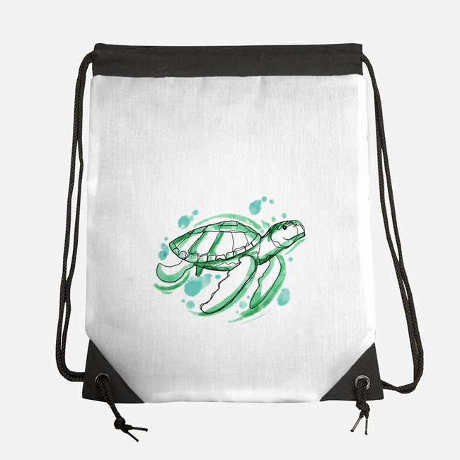Turtle Watercolor-None-Drawstring-Bag-ellr