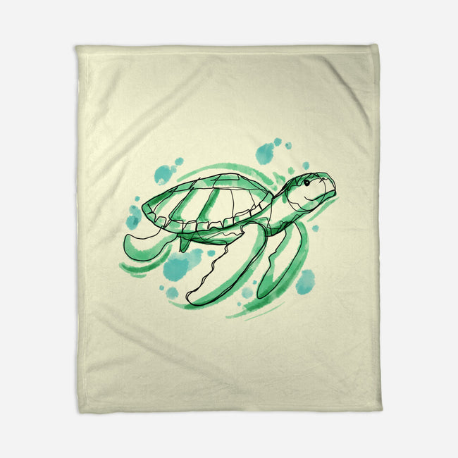 Turtle Watercolor-None-Fleece-Blanket-ellr
