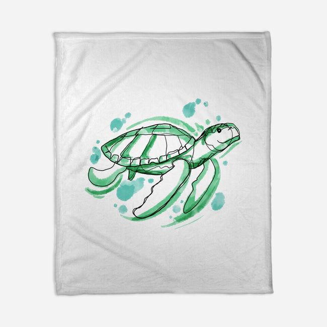 Turtle Watercolor-None-Fleece-Blanket-ellr