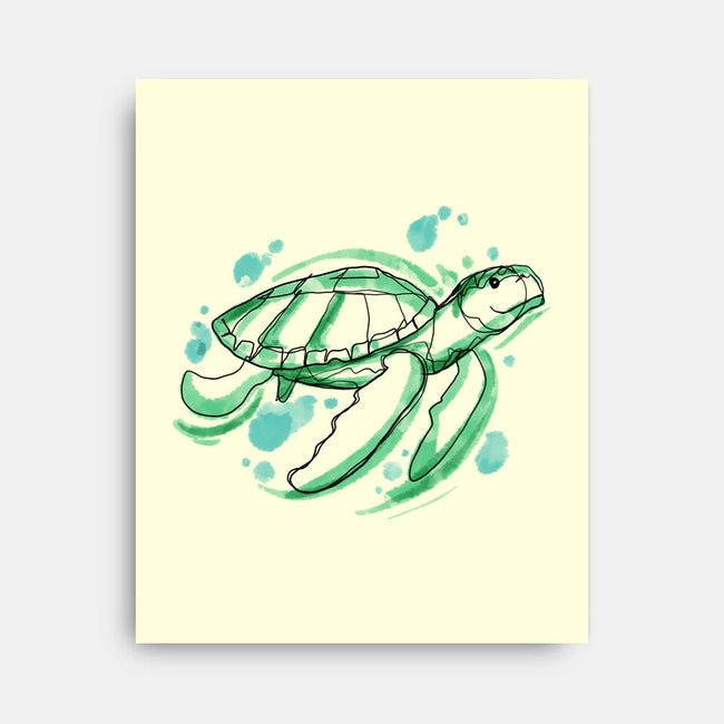 Turtle Watercolor-None-Stretched-Canvas-ellr
