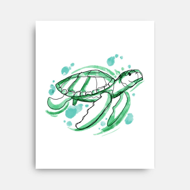 Turtle Watercolor-None-Stretched-Canvas-ellr