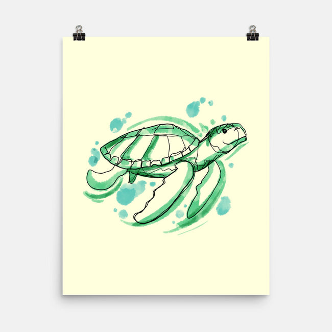 Turtle Watercolor-None-Matte-Poster-ellr