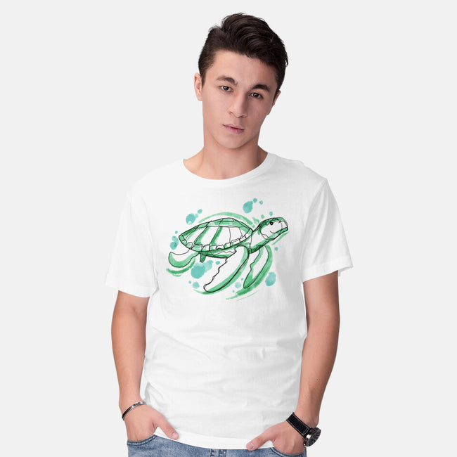 Turtle Watercolor-Mens-Basic-Tee-ellr