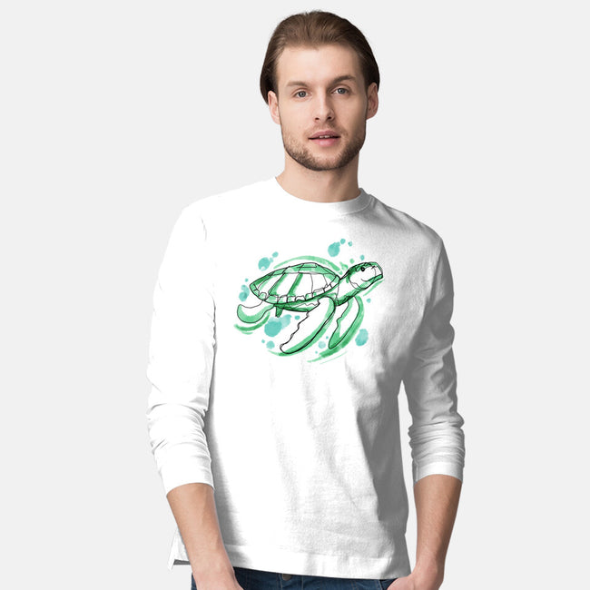 Turtle Watercolor-Mens-Long Sleeved-Tee-ellr