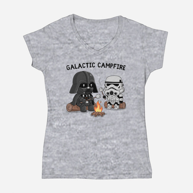 Galactic Campfire-Womens-V-Neck-Tee-GODZILLARGE