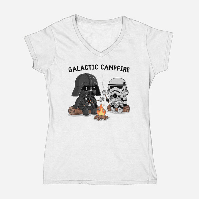 Galactic Campfire-Womens-V-Neck-Tee-GODZILLARGE