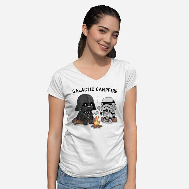 Galactic Campfire-Womens-V-Neck-Tee-GODZILLARGE