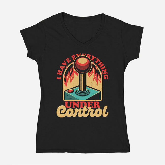 Joystick Fire Control Funny-Womens-V-Neck-Tee-Studio Mootant