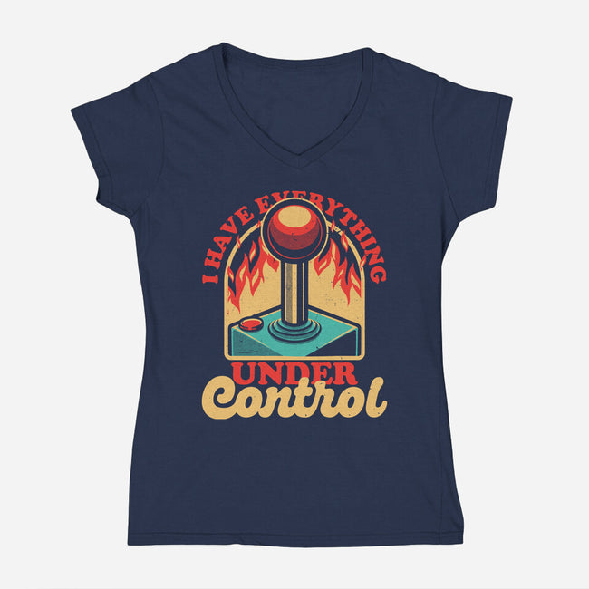 Joystick Fire Control Funny-Womens-V-Neck-Tee-Studio Mootant
