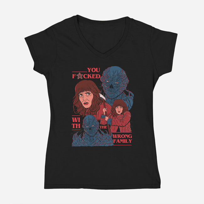 Messed With The Wrong Family-Womens-V-Neck-Tee-Bee Moraes Art
