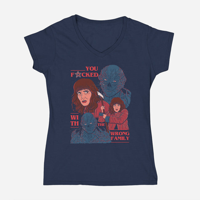 Messed With The Wrong Family-Womens-V-Neck-Tee-Bee Moraes Art