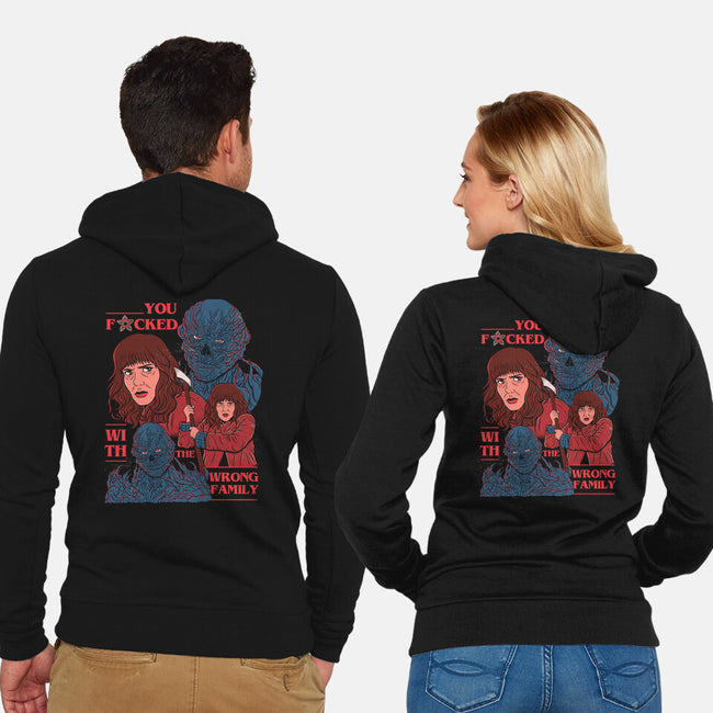 Messed With The Wrong Family-Unisex-Zip-Up-Sweatshirt-Bee Moraes Art