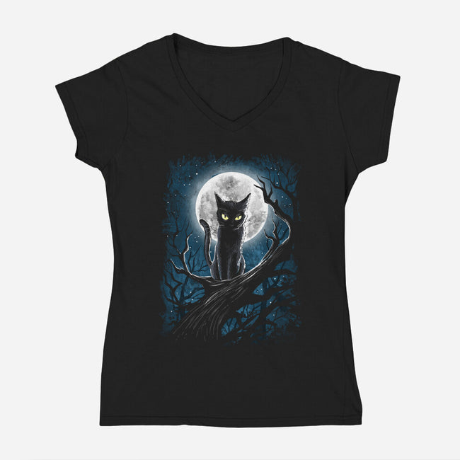 The Guardian Of The Moon-Womens-V-Neck-Tee-zascanauta