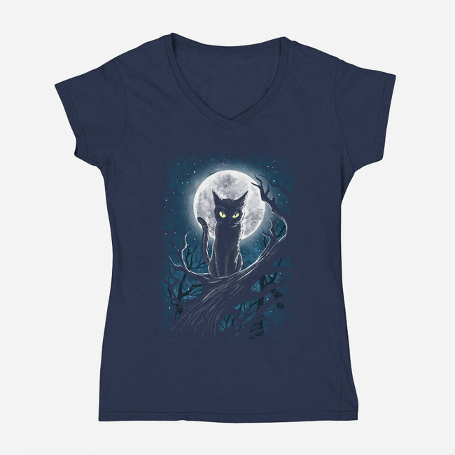 The Guardian Of The Moon-Womens-V-Neck-Tee-zascanauta