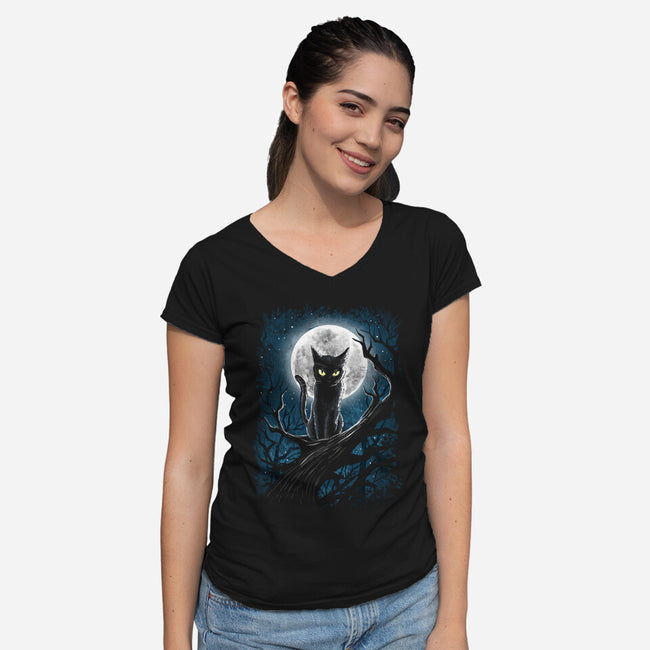 The Guardian Of The Moon-Womens-V-Neck-Tee-zascanauta