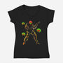 Samus And The Metroids-Womens-V-Neck-Tee-kharmazero