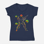 Samus And The Metroids-Womens-V-Neck-Tee-kharmazero