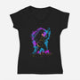 Rock Zilla-Womens-V-Neck-Tee-kharmazero