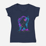 Rock Zilla-Womens-V-Neck-Tee-kharmazero
