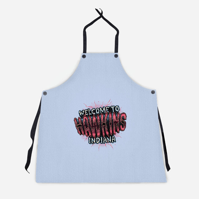 Hawkins Indiana-Unisex-Kitchen-Apron-glitchygorilla