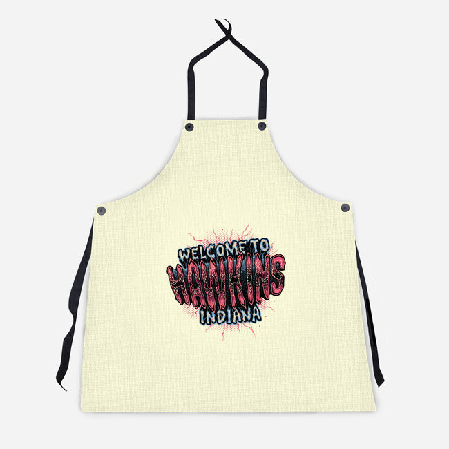 Hawkins Indiana-Unisex-Kitchen-Apron-glitchygorilla